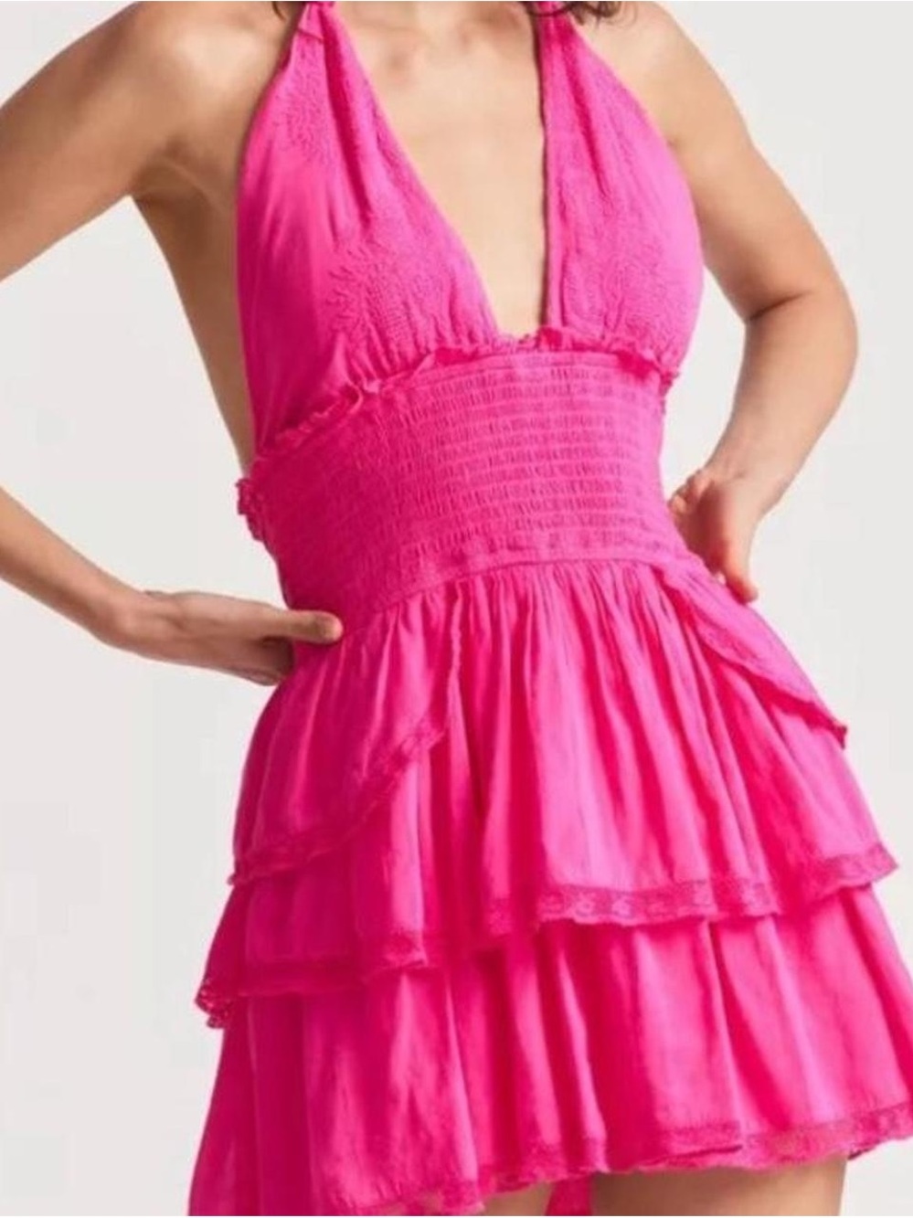 Loveshackfancy Deanna Halter Mini Dress Watermelon Ice